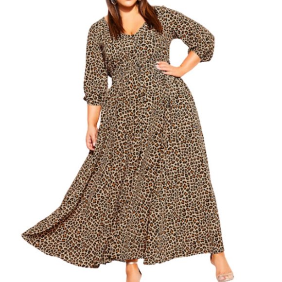 City Chic Dresses & Skirts - NWT City Chic Cheetah Maxi Dress Plus Size 18